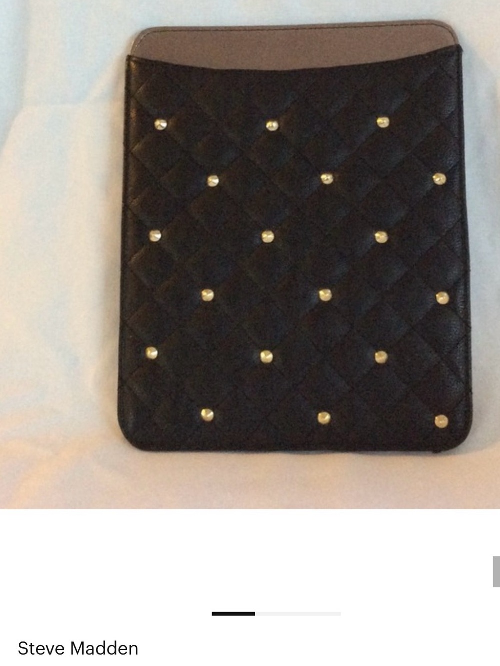 Steve Madden Black Quilted Tablet Sleeve with Gold Studs